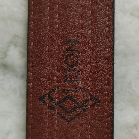 Men's Lejon Bison Leather Belt Dark Brown Size 46 - Picture 5 of 11